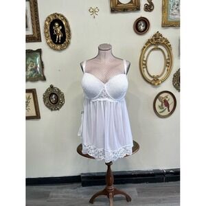 NWT White Eyelet Lace Babydoll Lingerie Set - Vintage Style 3X
